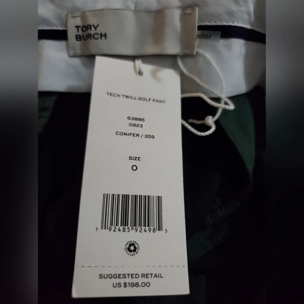 Tory Burch Tech Twill Mid-rise Ankle Length Golf Pants Size 0 in Conifer